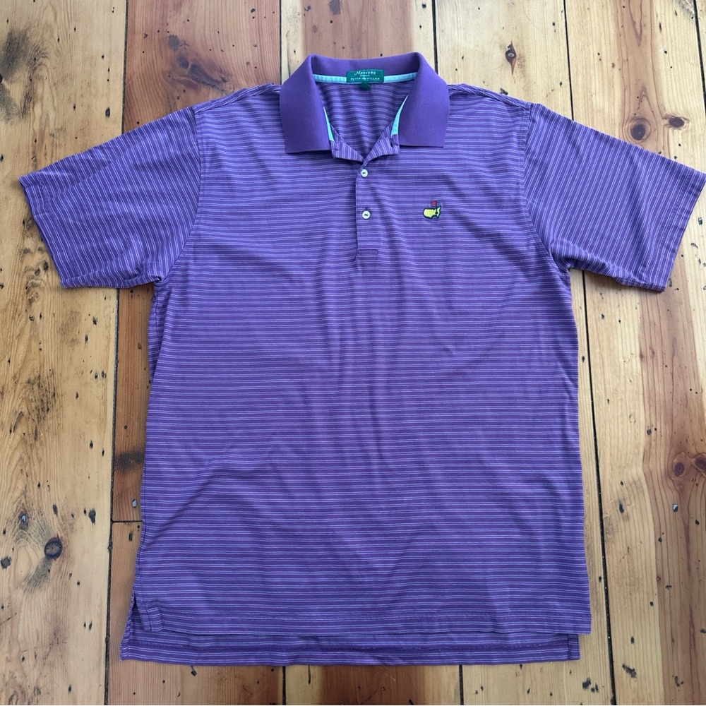 Masters Golf Shirt Polo Mens XL Purple Stripe Augusta National Peter Millar